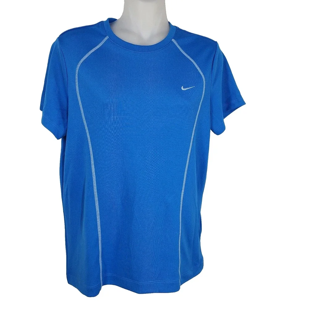 Nike Womens T Shirt Medium Blue Performance Tee Athletic Workout Gym Training